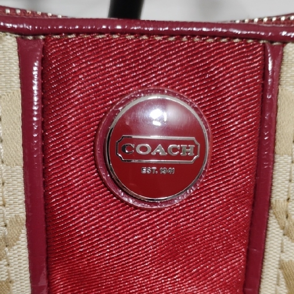 SALE! NWOT Coach Red & Tan Demi Stripe Shoulder/Crossbody Bag - Picture 3 of 14